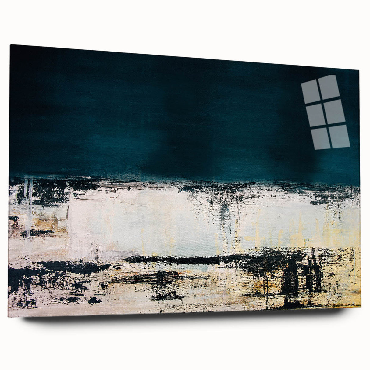 Abstract wall art design featuring colorful strokes and lines on acrylic glass, showcasing a modern aesthetic perfect for contemporary decor.