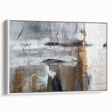Framed abstract wall art showcasing vivid strokes and lines in a sleek design, set against a white background to enhance modern decor.