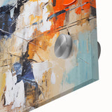 Close-up of an abstract strokes and lines wall art design, showcasing vibrant colors and fluid shapes on acrylic glass, perfect for modern decor.