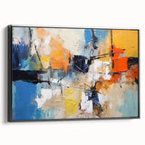 Framed abstract wall art featuring dynamic strokes and lines in black, showcasing a modern design ideal for contemporary home decor.