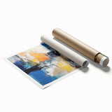 Abstract wall art print showcasing vibrant strokes and lines in bold colors, ideal for modern home decor, with a focus on artistic expression.