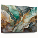 Abstract wall art featuring colorful strokes and lines in a modern design, displayed in a sleek acrylic glass frame, showcasing vibrant hues.