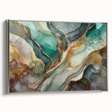 Framed wall art featuring an abstract design with silver strokes and lines, showcasing a modern aesthetic perfect for contemporary decor.