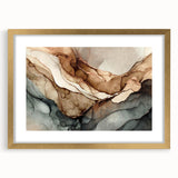 Framed abstract wall art featuring vibrant strokes and lines in gold, perfect for modern decor, enhancing any living space with elegance.