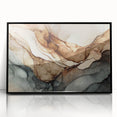 Framed wall art featuring an abstract design of colorful strokes and lines, set against a sleek black frame, perfect for modern decor.