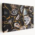 Abstract wall art featuring colorful strokes and lines on stretched canvas, showcasing a modern design with vibrant hues and dynamic movement, perfect for contemporary decor.