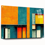 Abstract wall art featuring vibrant strokes and lines in bold colors, displayed in an acrylic glass frame with mounting pins, perfect for modern decor.