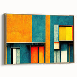 Framed abstract wall art featuring dynamic strokes and lines in gold and neutral tones, elegantly displayed from a side view, perfect for modern decor.