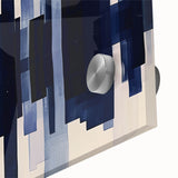 Abstract wall art featuring vibrant strokes and lines in shades of blue and gold, showcasing a modern design ideal for contemporary home décor. Perfect for adding a splash of color and creativity to any room.