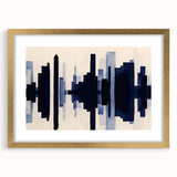 Abstract wall art featuring a design of dynamic multicolored strokes and lines, elegantly framed in gold with a mat, perfect for modern decor. Ideal for enhancing contemporary living spaces or offices.