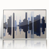 Framed wall art featuring an abstract design of colorful strokes and lines in a modern style, set against a white background, ideal for contemporary home decor.