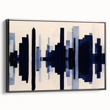 Framed canvas wall art showcasing an abstract design of colorful strokes and lines, presented in a sleek black frame, ideal for modern decor.
