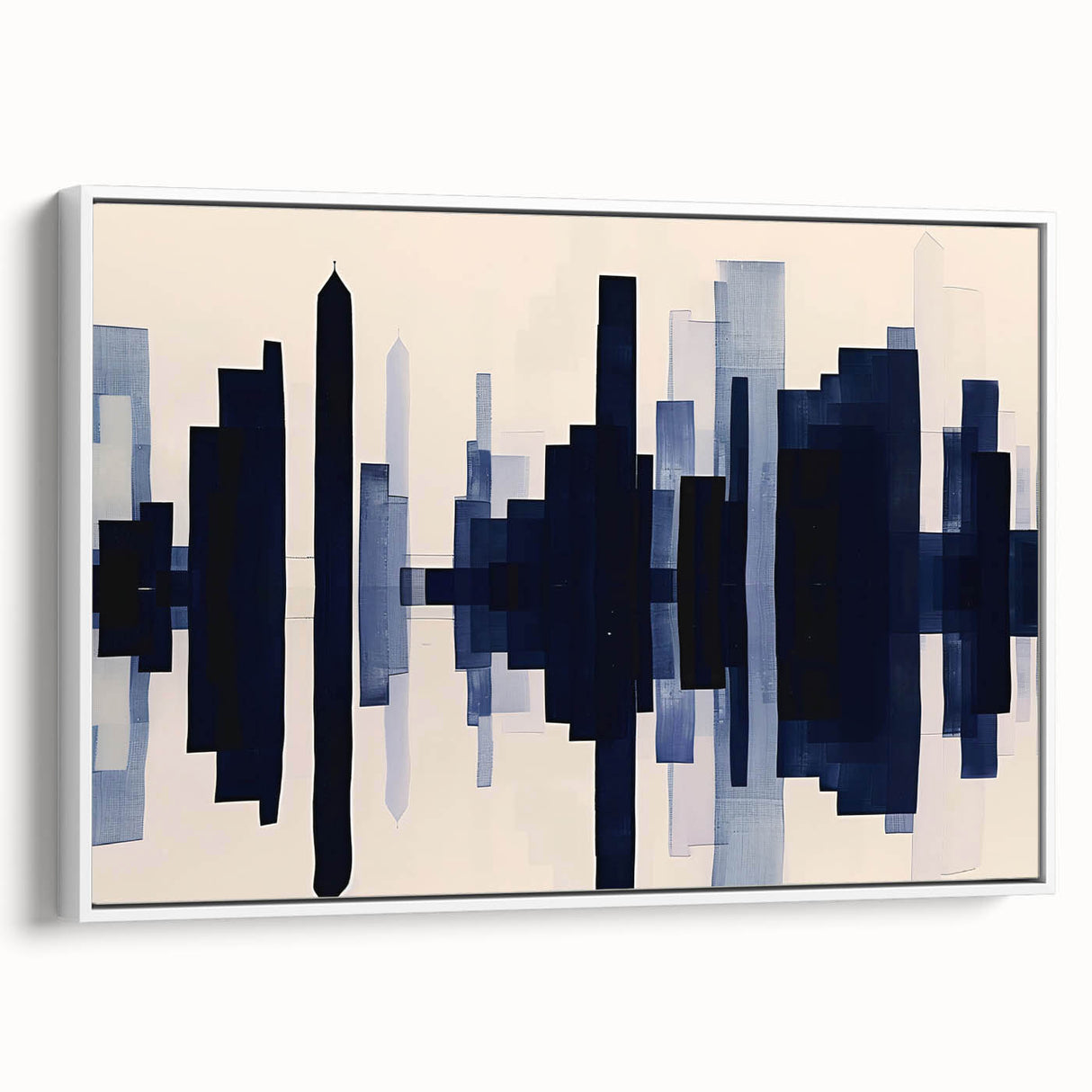Framed canvas wall art showcasing an abstract design with dynamic strokes and lines in neutral tones, adding a modern touch to any decor setting.