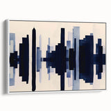 Framed canvas wall art showcasing an abstract design with dynamic strokes and lines in neutral tones, adding a modern touch to any decor setting.