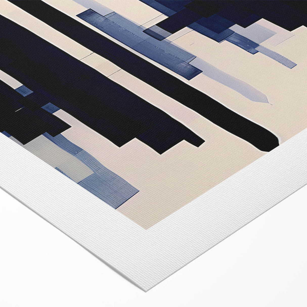 Abstract canvas wall art featuring vibrant strokes and lines in shades of blue, orange, and yellow, ideal for modern home decor. Perfect for adding a pop of color to any living space or office.