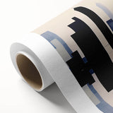 Abstract strokes and lines design on rolled canvas, showcasing vibrant colors and intricate patterns, ideal for modern home decor or art collection display.