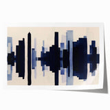 Abstract wall art print showcasing vibrant strokes and lines in shades of blue, orange, and yellow, perfect for modern home decor. Ideal for adding a contemporary touch to any room.