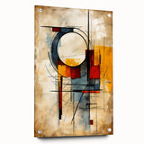 Abstract strokes and lines design wall art collection displayed in a side view, featuring vibrant colors and intricate patterns on acrylic glass, secured with pins. Ideal for modern home decor, this piece adds a contemporary touch to any interior space.