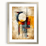 Abstract strokes and lines framed wall art in silver, showcasing a modern design with a mat. Ideal for contemporary decor, adding elegance to any room.