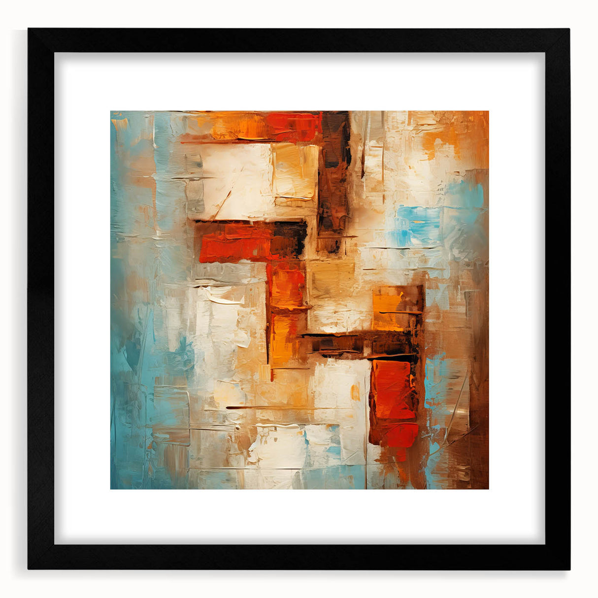 Abstract strokes and lines design in a black-framed wall art piece, showcasing modern aesthetics with a sleek mat finish, perfect for contemporary decor.