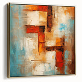 Framed canvas wall art showcasing an abstract design of gold strokes and lines, ideal for modern decor, viewed from the side against a neutral backdrop.