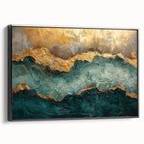 Framed canvas wall art showcasing an abstract design with dynamic strokes and lines in black and white, viewed from the side, perfect for modern decor.