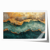 Abstract wall art print showcasing vibrant strokes and lines in shades of blue, orange, and yellow, perfect for modern home decor and artistic interiors.