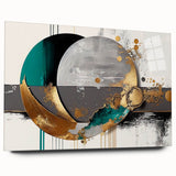 Acrylic glass artwork featuring an abstract design of colorful strokes and lines, showcasing a modern aesthetic ideal for contemporary home decor.
