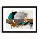 Abstract wall art design featuring a collection of colorful strokes and lines, framed in black with a mat for an elegant presentation, ideal for modern decor.