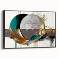 Framed canvas wall art showcasing an abstract design of colorful strokes and lines, displayed from a black side view, perfect for modern home decor.