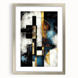 Abstract strokes and lines design in a silver-framed wall art piece, showcasing modern elegance and artistic flair, perfect for contemporary home decor.