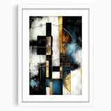 Abstract wall art featuring dynamic strokes and lines in a modern design, framed with a white mat, showcasing a contemporary aesthetic perfect for home decor.