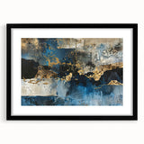 Abstract wall art featuring dynamic strokes and lines in a modern design, framed with a black front and mat, perfect for contemporary home decor.