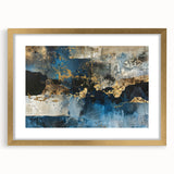 Abstract wall art design featuring vibrant strokes and lines in a modern frame with a gold finish, perfect for enhancing contemporary home decor.