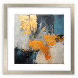 Abstract strokes and lines design wall art in a silver frame with matting, showcasing a modern aesthetic ideal for contemporary home decor.