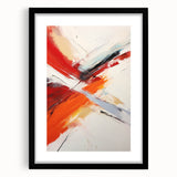 Abstract wall art featuring dynamic strokes and lines in a minimalist black frame, ideal for modern decor. The design showcases a harmonious blend of colors, adding elegance to any space. Perfect for enhancing living rooms or offices with contemporary style.