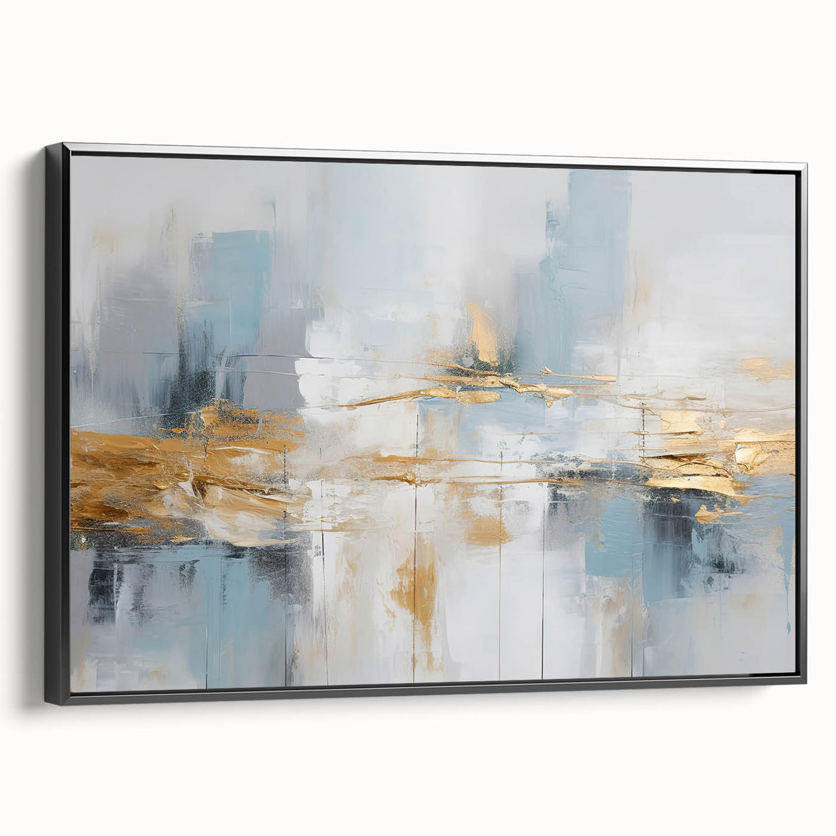 Framed canvas wall art showcasing an abstract design with bold black strokes and lines, offering a modern aesthetic. Perfect for enhancing contemporary interior decor.
