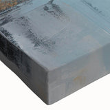 Close-up of an abstract canvas wall art design showcasing colorful strokes and lines, perfect for modern home decor, highlighting vibrant hues and dynamic patterns.