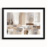 Abstract wall art featuring dynamic strokes and lines in a harmonious color palette, framed with a sleek black matte finish, ideal for modern decor.