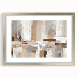 Abstract wall art featuring a dynamic design of colorful strokes and lines, framed in a sleek silver frame with a mat, perfect for modern home decor.