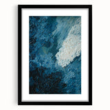 Abstract wall art featuring dynamic strokes and lines in muted colors, framed with a sleek black mat, perfect for modern home decor.