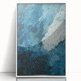 Framed wall art featuring an abstract design of colorful strokes and lines in a white frame, perfect for modern home decor. This piece adds a vibrant touch to any room.