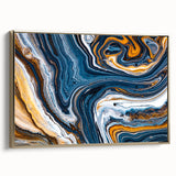 Framed canvas wall art showcasing an abstract design with gold strokes and lines, elegantly displayed in a modern setting, perfect for enhancing contemporary decor.