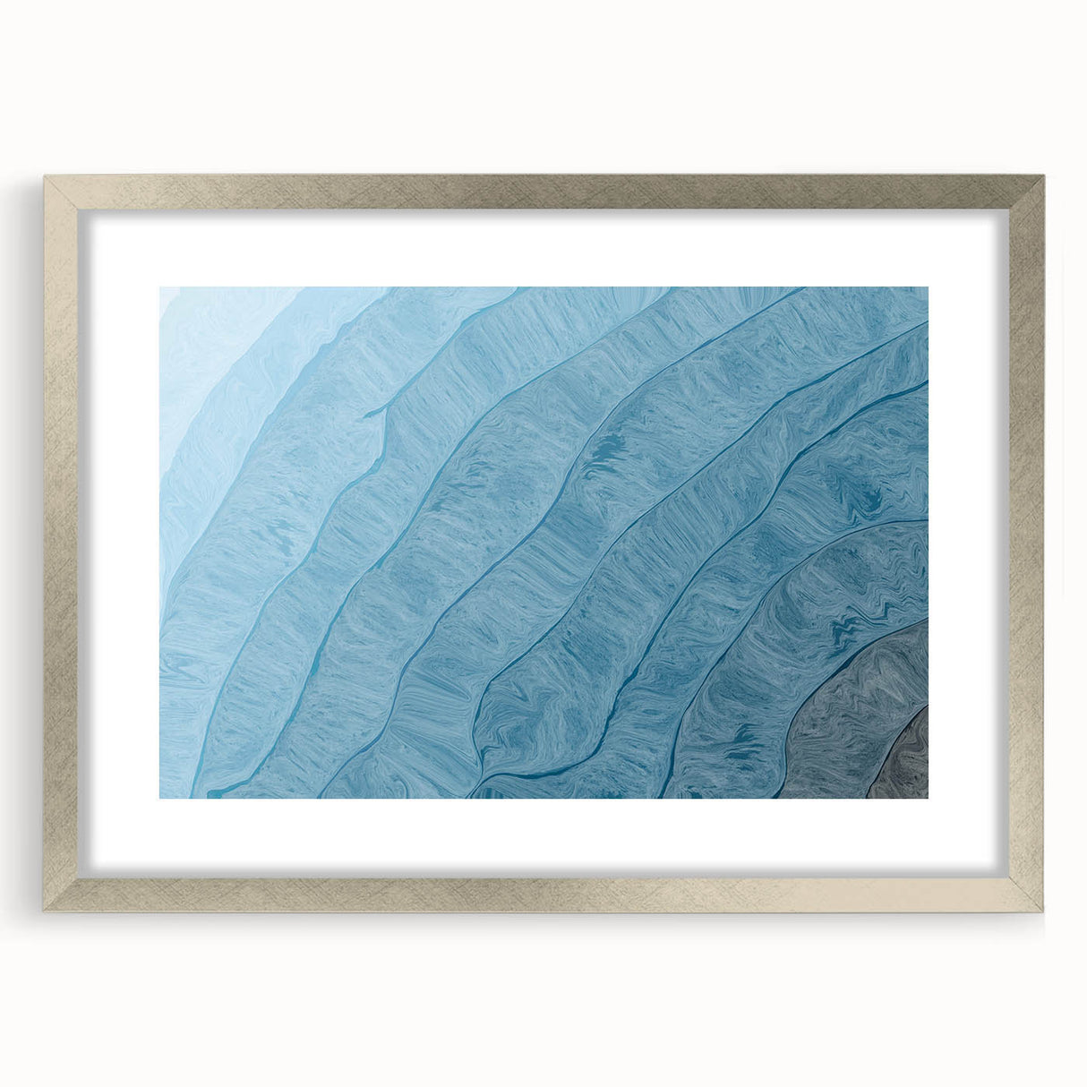 Abstract wall art featuring a collection of colorful strokes and lines in a modern design, framed in silver with a white mat, perfect for enhancing contemporary decor.