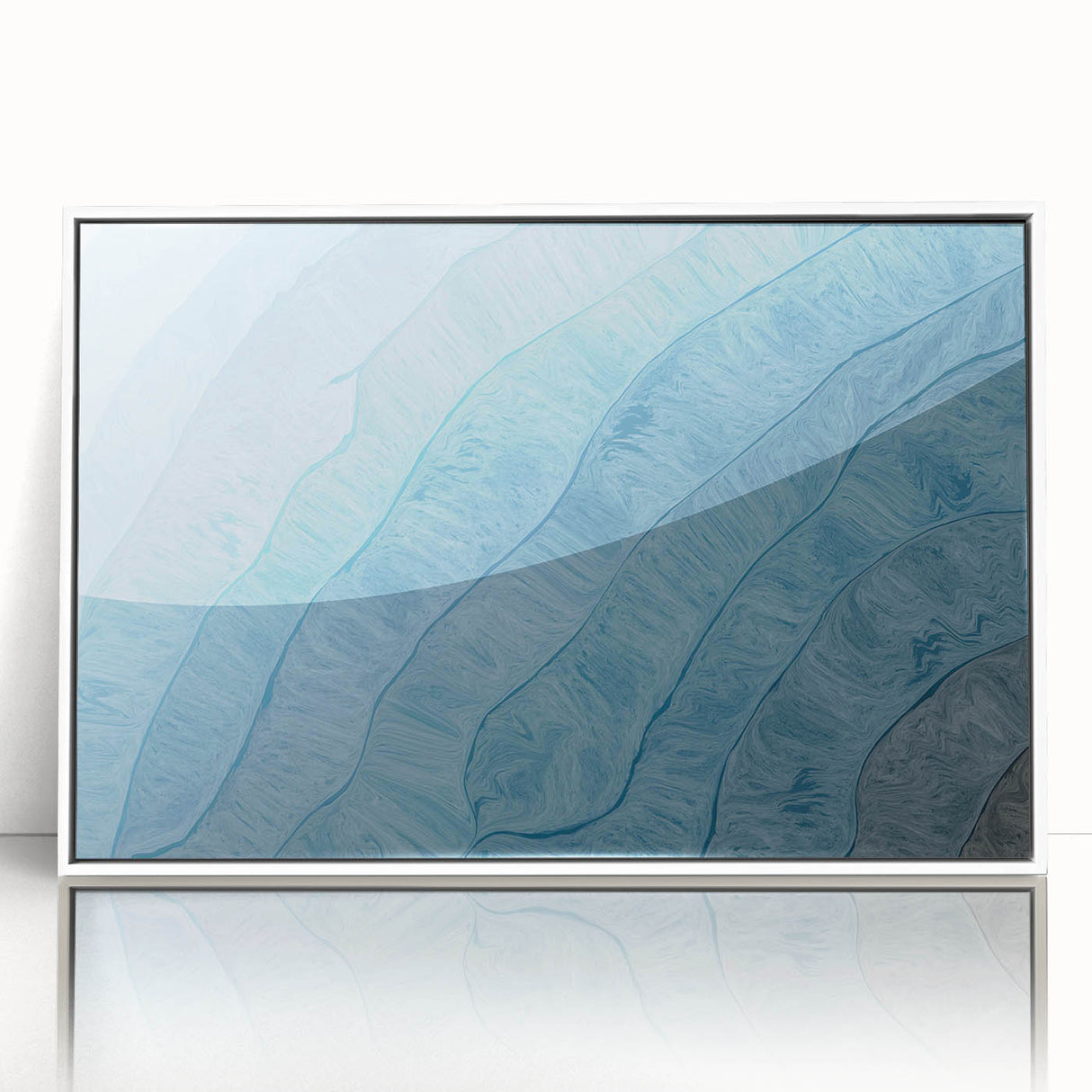 Framed abstract wall art showcasing vibrant strokes and lines in a modern design, featuring a white frame. Ideal for contemporary decor, adding color and depth to any space.