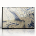 Framed wall art featuring an abstract design of colorful strokes and lines in a sleek black frame, perfect for modern home decor or art collection.