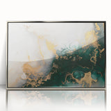 Framed wall art featuring a modern abstract design with silver strokes and lines, elegantly displayed in a sleek acrylic frame, ideal for contemporary home decor.