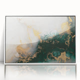 Framed acrylic wall art featuring an abstract design of colorful strokes and lines, presented in a sleek white frame, ideal for modern home decor.