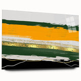 Abstract wall art featuring colorful strokes and lines, displayed in a sleek acrylic frame, showcasing a modern aesthetic ideal for contemporary home decor.