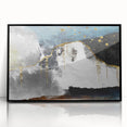 Framed wall art featuring an abstract design of colorful strokes and lines, showcasing a modern aesthetic with a black frame, perfect for contemporary decor.